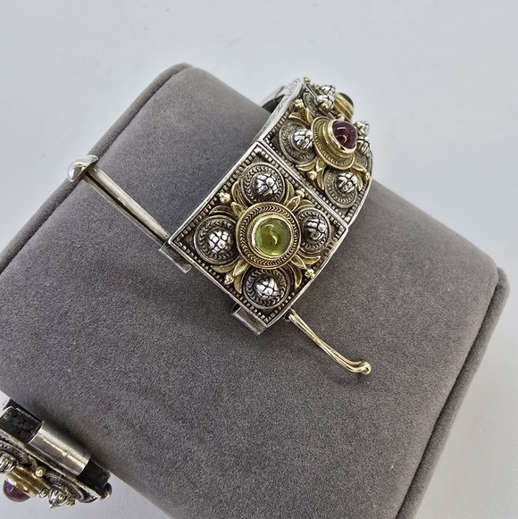 Konstantino Silver and Gold Ornate Bracelet with Gemstone Accents - Picture 4 of 14